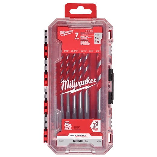 Milwaukee 48 - 20 - 9052 7pc. SHOCKWAVE™ Carbide Hammer Drill Bit Kit - Fire Protection Parts