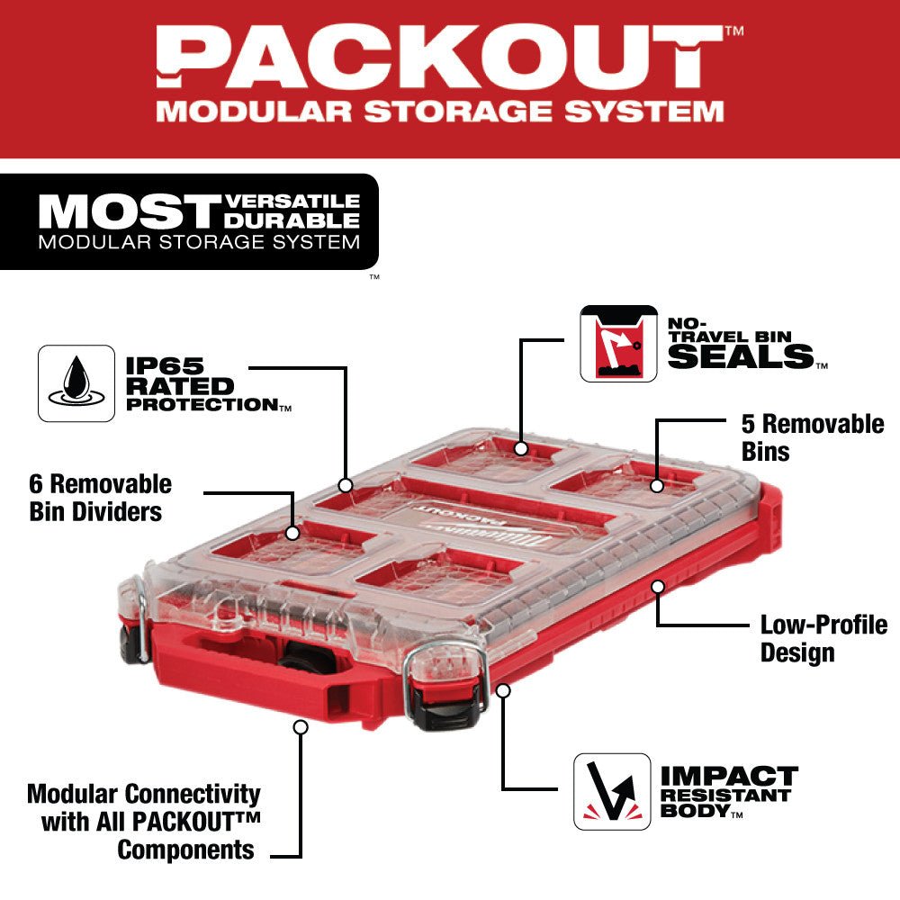 Milwaukee 48 - 22 - 8436Z PACKOUT™ Compact Low - Profile Organizer - Fire Protection Parts