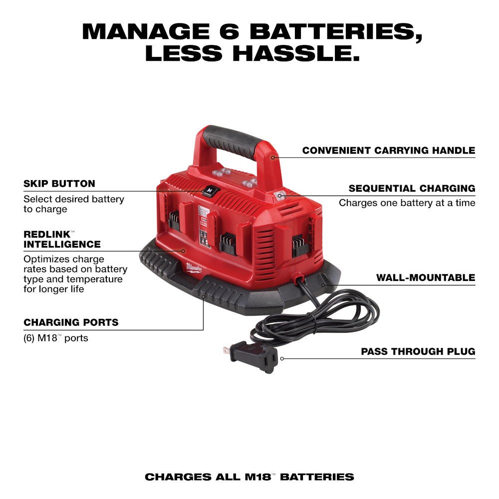 Milwaukee 48 - 59 - 1806 M18™ Six - Pack Sequential Charger - Fire Protection Parts