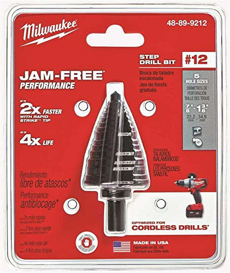 Milwaukee 48 - 89 - 9212 12 Step Drill Bit, 7/8" - 1 - 3/8" - Fire Protection Parts