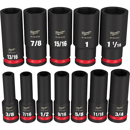 Milwaukee 49 - 66 - 7011 12PCSHOCKWAVE Impact Duty™ 1/2" Drive SAE Deep 6 Point Socket Set - Fire Protection Parts