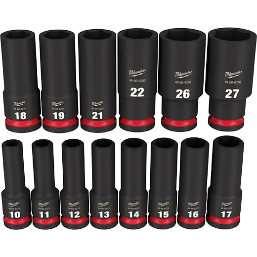 Milwaukee 49 - 66 - 7014 14 PC SHOCKWAVE Impact Duty™ 1/2" Drive Metric Deep 6 Point Socket Set - Fire Protection Parts