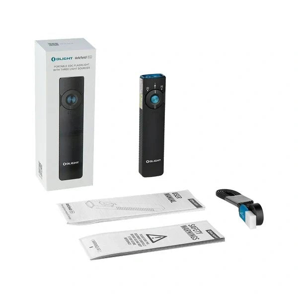 OLIGHT ARKFELDPRO3RBKCWV3 Arkfeld Pro Flat EDC Flashlight with LED Light UV and Laser - Black - Fire Protection Parts