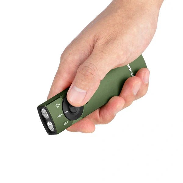 OLIGHT ARKFELDPRO3RODGV3 Arkfeld Pro Flat EDC Flashlight with LED Light UV and Laser - OD Green - Fire Protection Parts