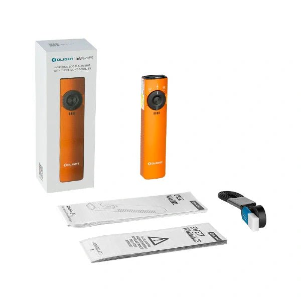 OLIGHT ARKFELDPRO3ROGV3 Arkfeld Pro Flat EDC Flashlight with LED Light UV and Laser - Orange - Fire Protection Parts