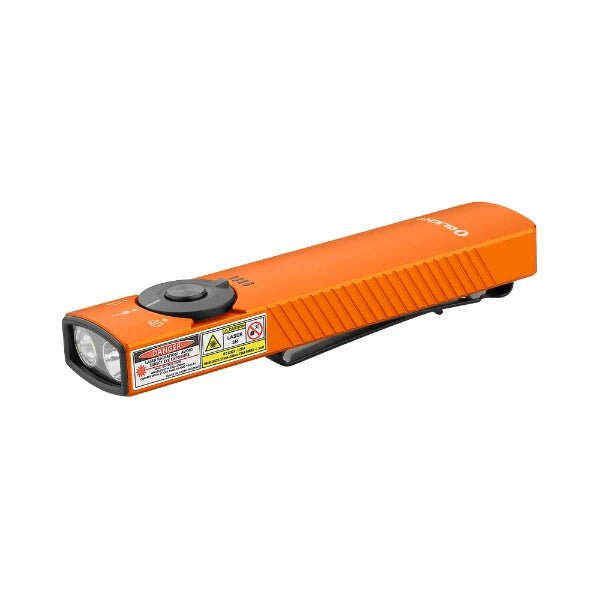 OLIGHT ARKFELDPRO3ROGV3 Arkfeld Pro Flat EDC Flashlight with LED Light UV and Laser - Orange - Fire Protection Parts