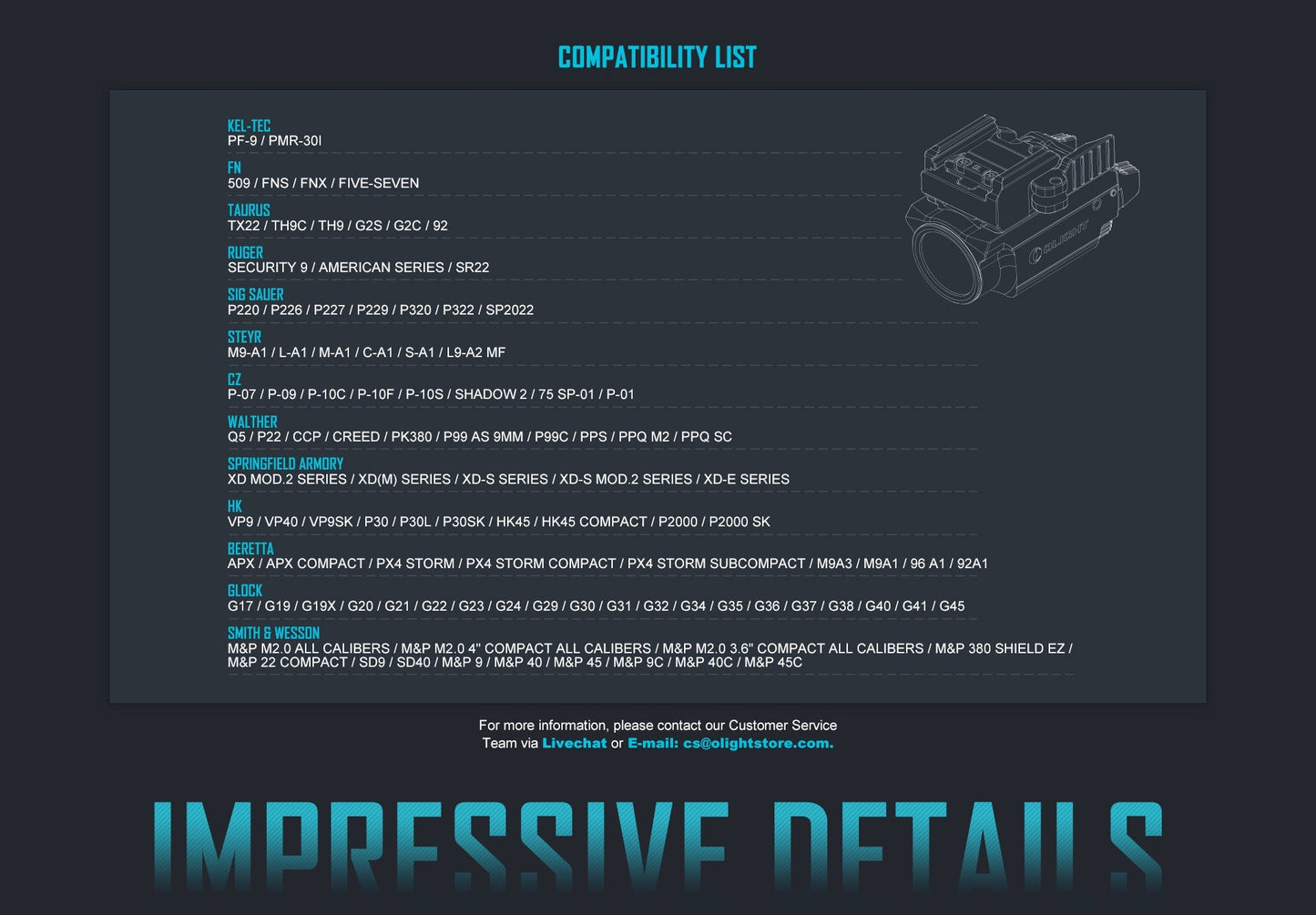 OLIGHT BALDRSBK Baldr S Rail Mounted Light 800 Lumens - Fire Protection Parts