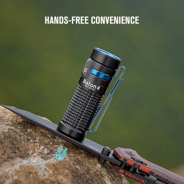 OLIGHT BATON4KITBK Baton 4 Powerful EDC Flashlight 1300 Lumens - Black - Premium (With Charging Case) - Fire Protection Parts