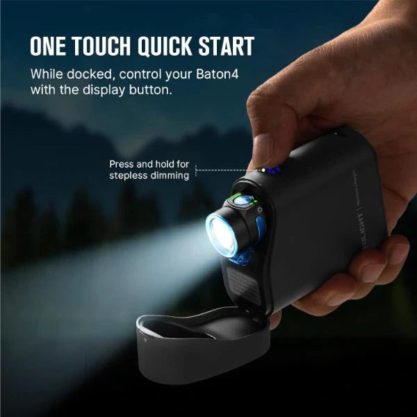 OLIGHT BATON4KITBK Baton 4 Powerful EDC Flashlight 1300 Lumens - Black - Premium (With Charging Case) - Fire Protection Parts