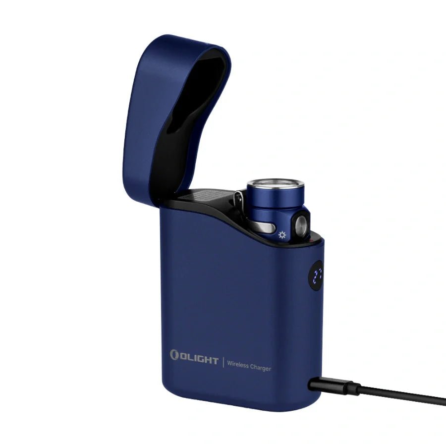 OLIGHT BATON4KITRGBU Baton 4 Powerful EDC Flashlight 1300 Lumens - Regal Blue - Premium (With Charging Case) - Fire Protection Parts