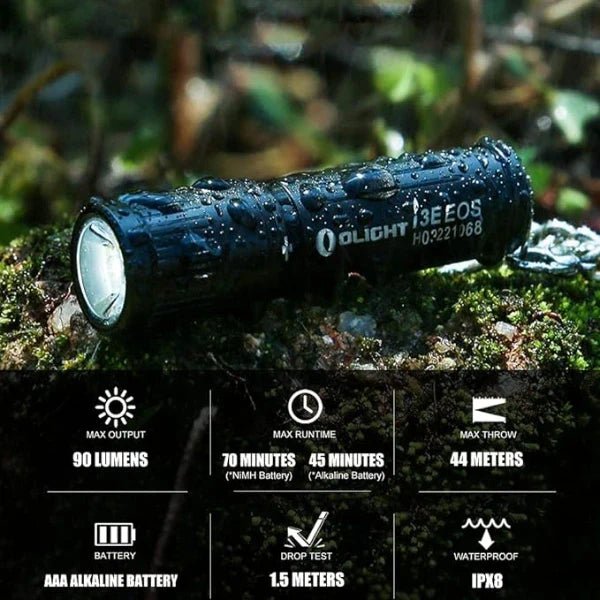 OLIGHT I3EBK i3E EOS Keychain Flashlight - Black - Fire Protection Parts