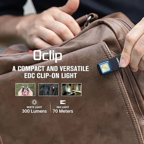 OLIGHT OCLIPBK Oclip Clip Light with White and Red Light - Black - Fire Protection Parts