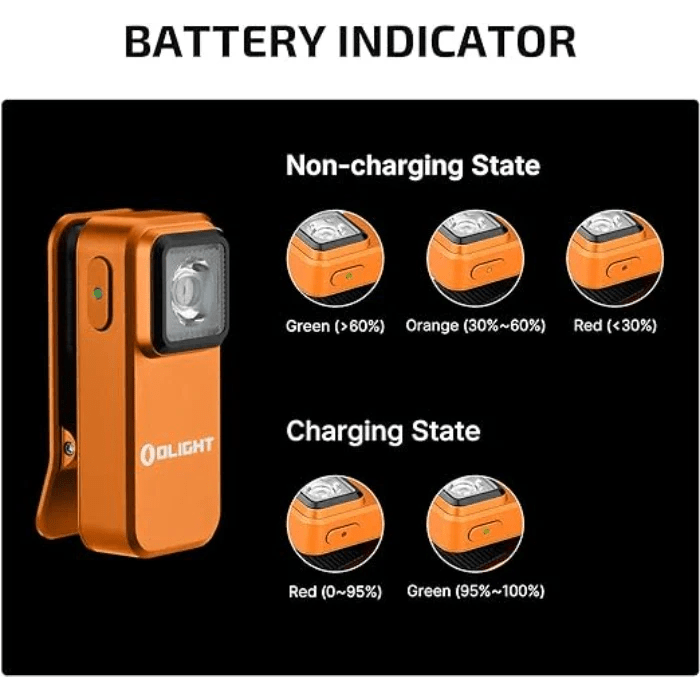 OLIGHT OCLIPOG Oclip Clip Light with White and Red Light - Orange - Fire Protection Parts