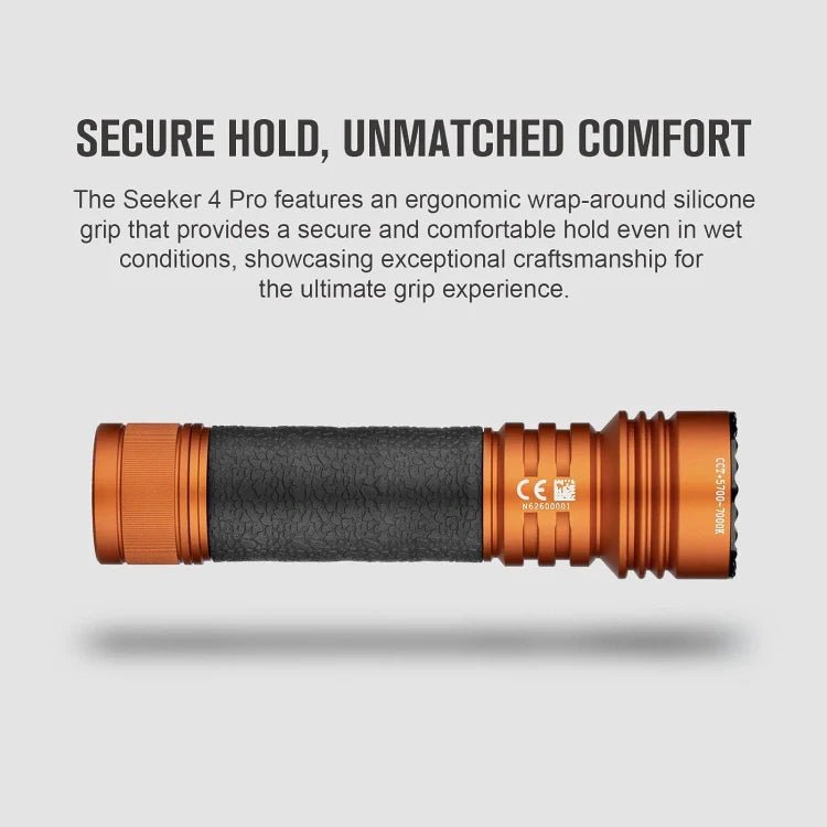 OLIGHT SEEKER4PROOG Seeker 4 Pro High Power Flashlight - Orange CW(5700~7000K) - Fire Protection Parts