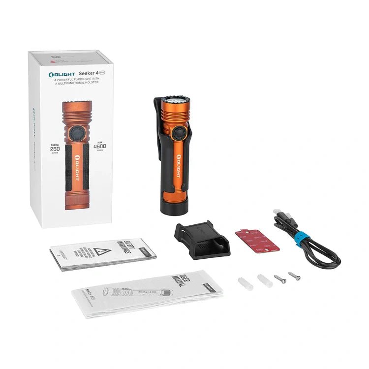 OLIGHT SEEKER4PROOG Seeker 4 Pro High Power Flashlight - Orange CW(5700~7000K) - Fire Protection Parts