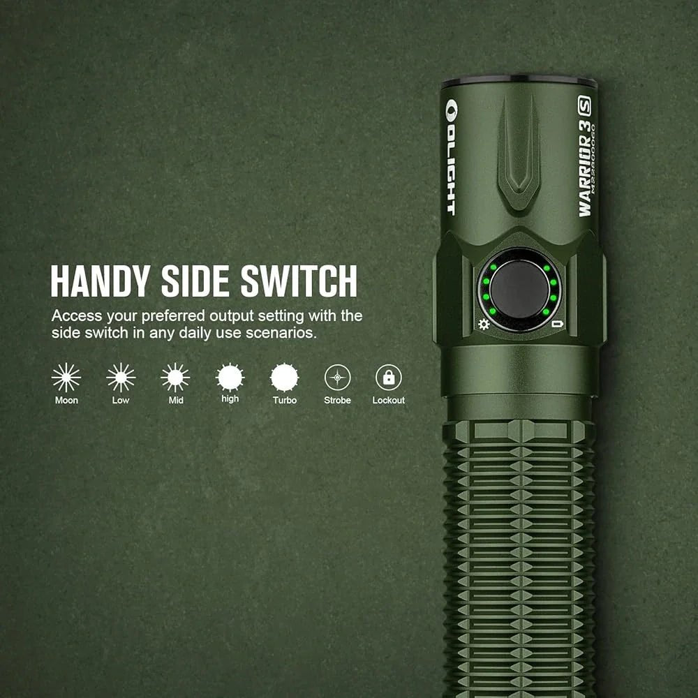 OLIGHT WARRIOR3SODG Warrior 3S High Beam Tactical Flashlight - OD Green - Fire Protection Parts