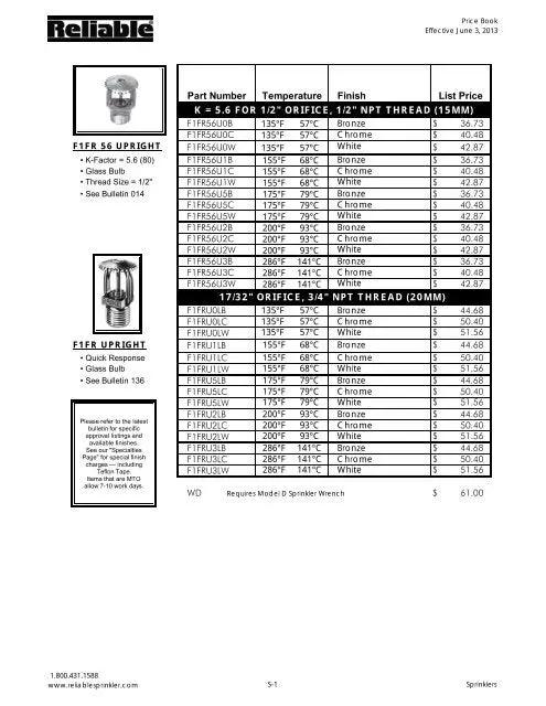 Fire Sprinkler Concealed K5.6 1/2" F4FR-NF | Reliable by Reliable Sprinkler