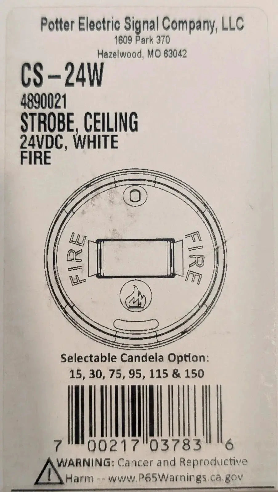 Potter CS-24W Ceiling Strobe by Fredland Supply Company