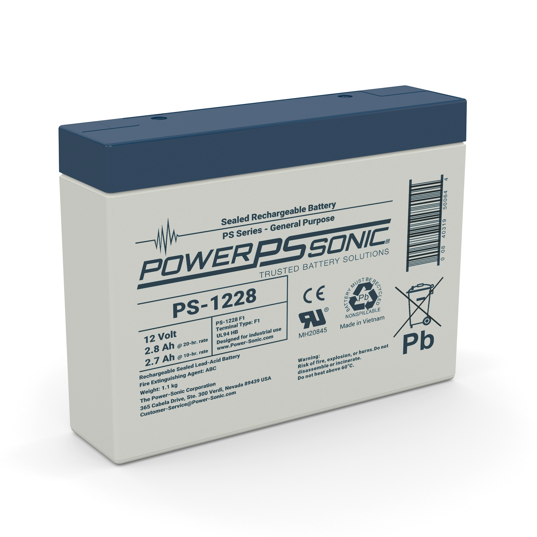 Power Sonic PS - 1228 F1 12V 2.8AH F1 - Fire Protection Parts