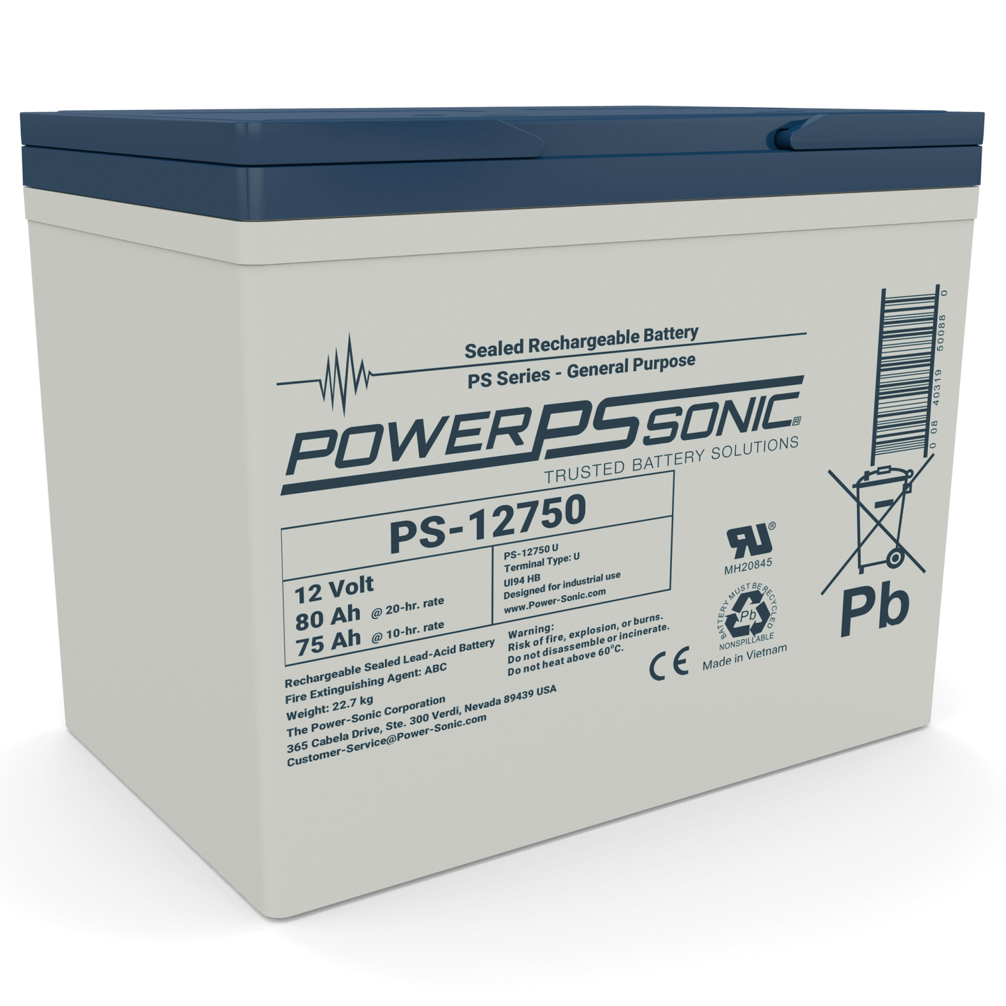 Power Sonic PS - 12750 U 12V 75.0AH Univ - Fire Protection Parts