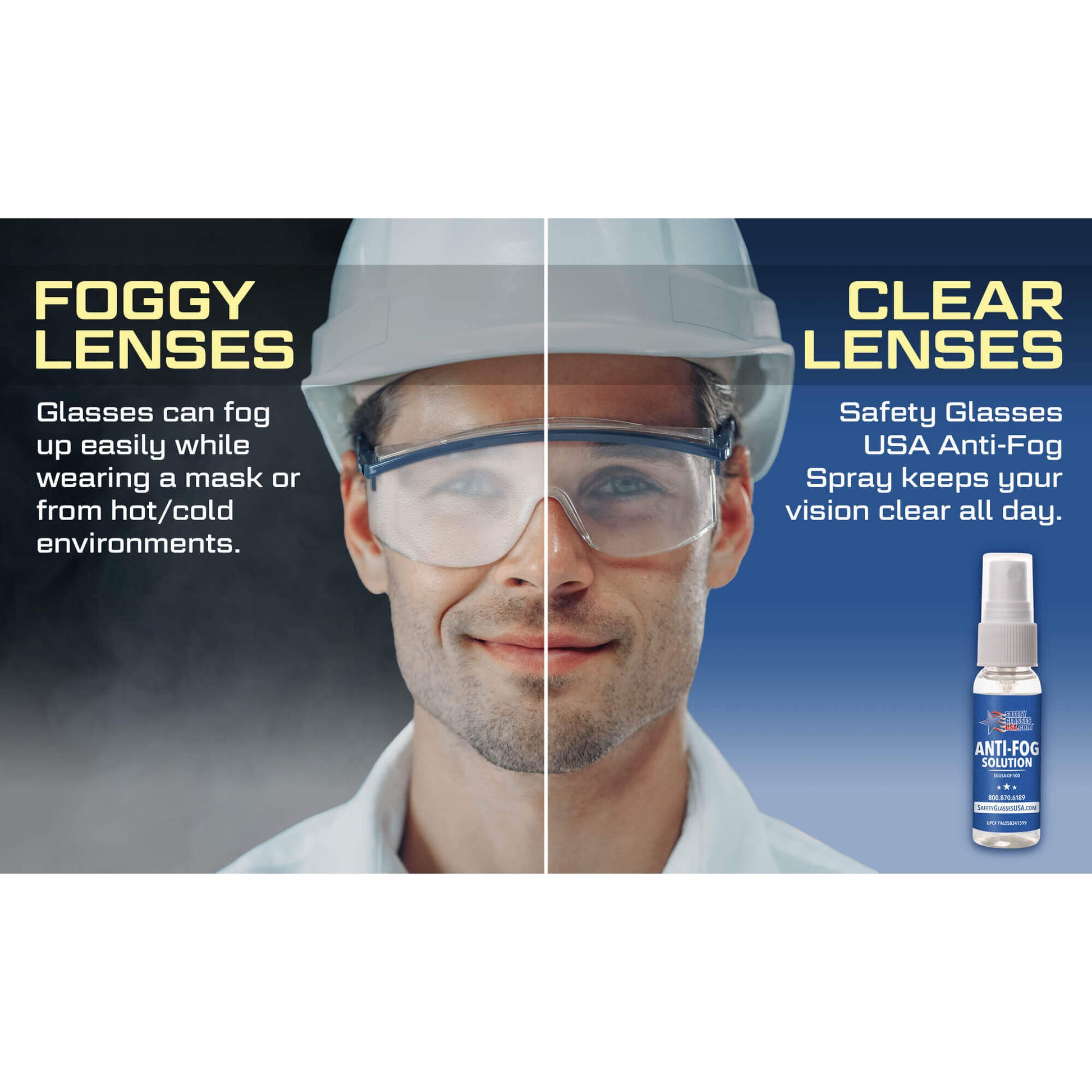 Safety Glasses USA DEFOGIT Anti - Fog Spray Kit For Glasses Made In USA - Fire Protection Parts