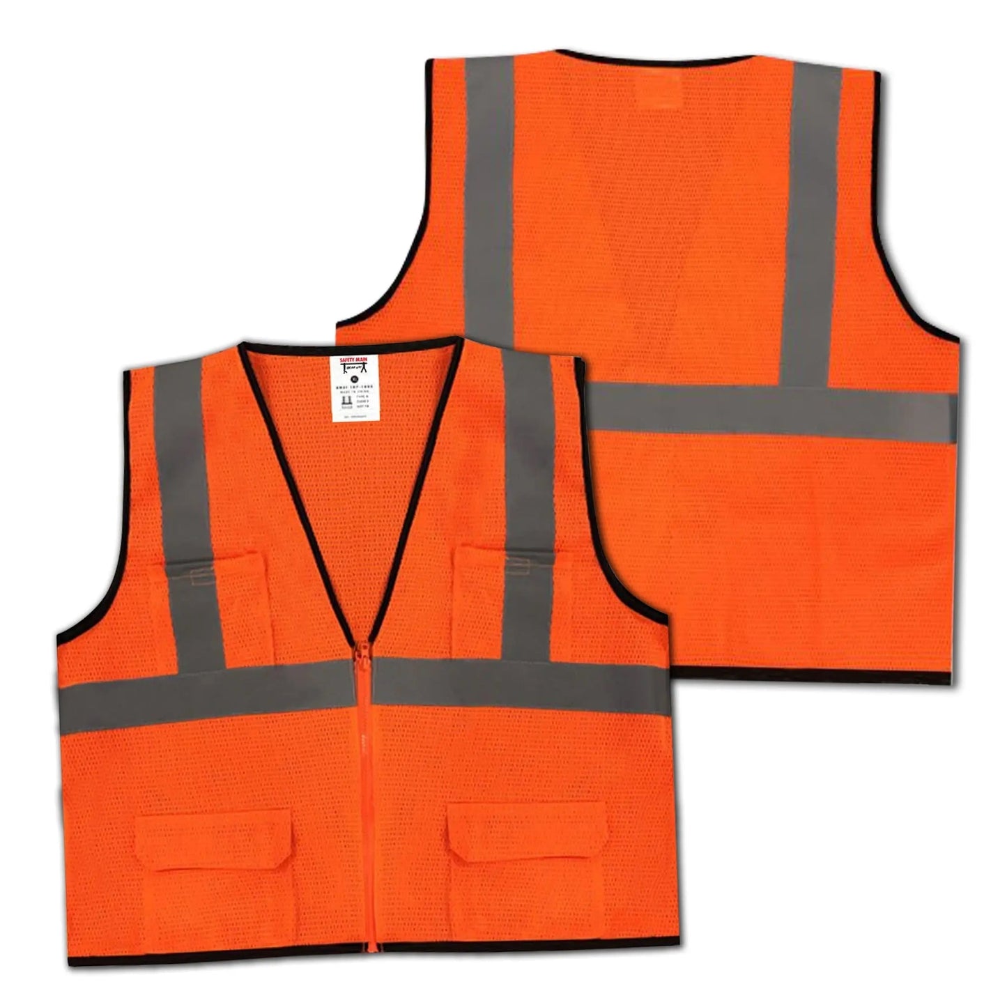 Safety Main 05EAMO Economy Vest, Class 2, All Mesh, Hi - Vis Orange, Pack of 5 - Fire Protection Parts
