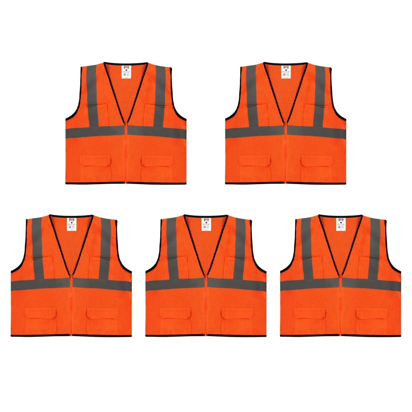 Safety Main 05EAMO Economy Vest, Class 2, All Mesh, Hi - Vis Orange, Pack of 5 - Fire Protection Parts