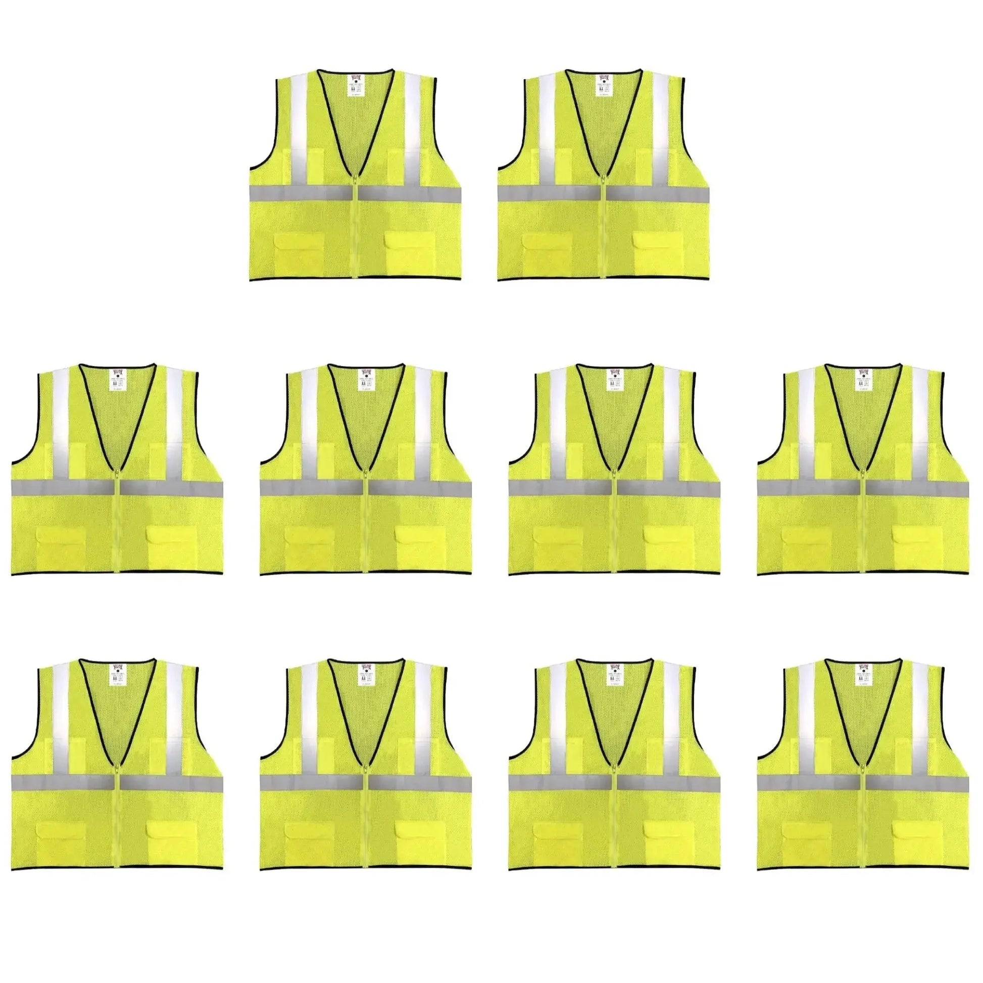 Safety Main 05EAMYZ Economy Vest, Class 2, All Mesh, Hi-Vis Yellow, Pack of 10 by Enviro Safety Products