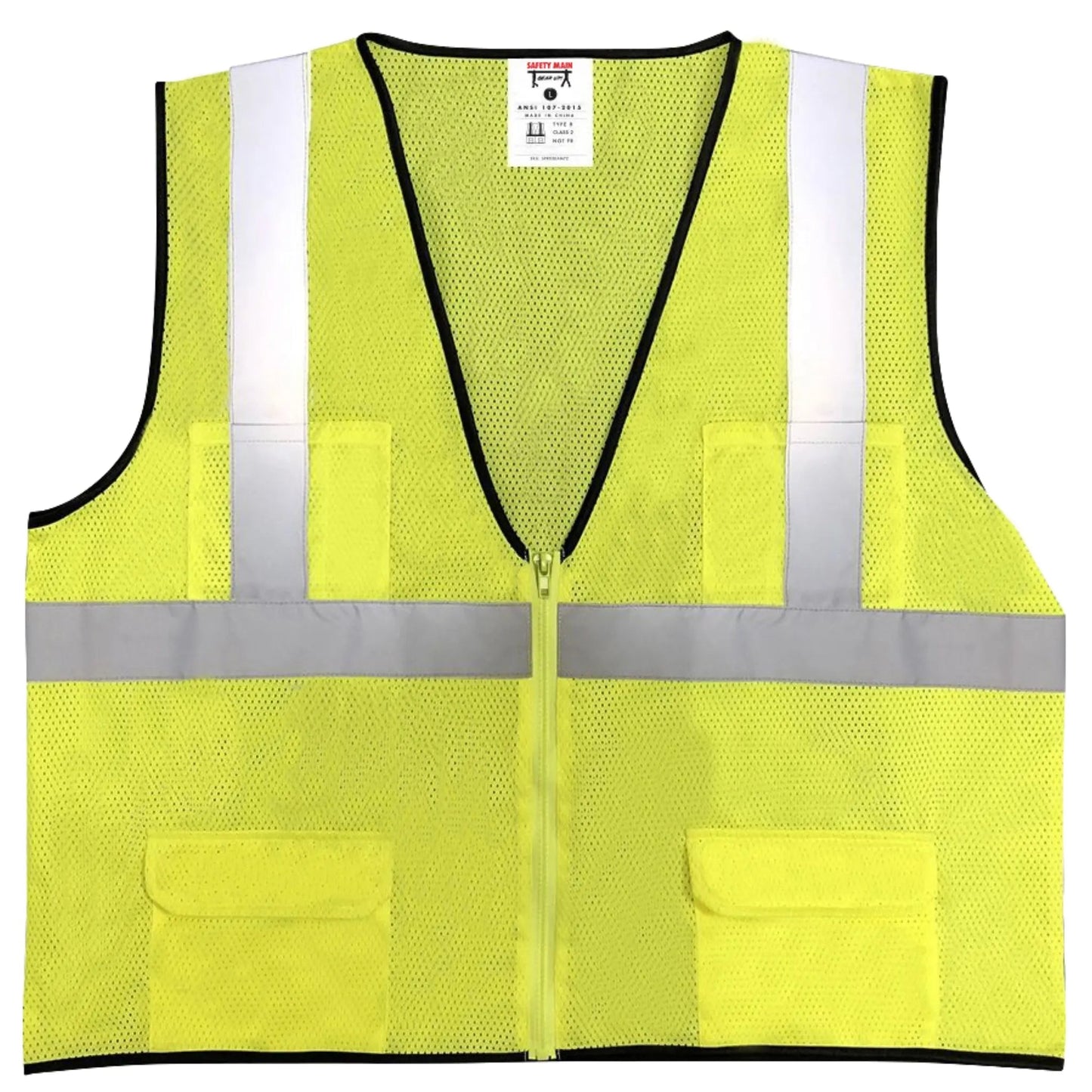 Safety Main 05EAMYZ Economy Vest, Class 2, All Mesh, Hi - Vis Yellow, Pack of 3 - Fire Protection Parts