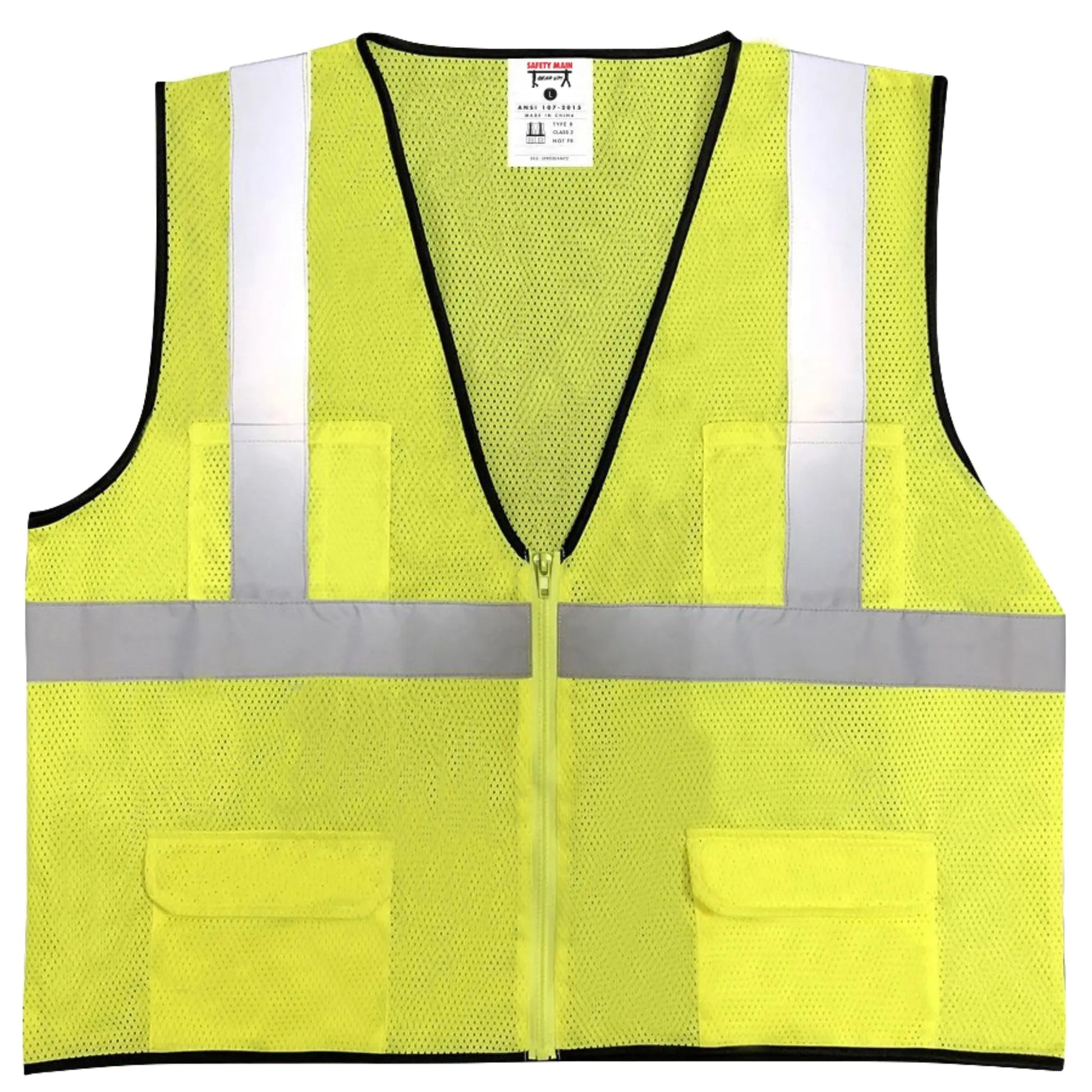 Safety Main 05EAMYZ Economy Vest, Class 2, All Mesh, Hi - Vis Yellow, Pack of 3 - Fire Protection Parts