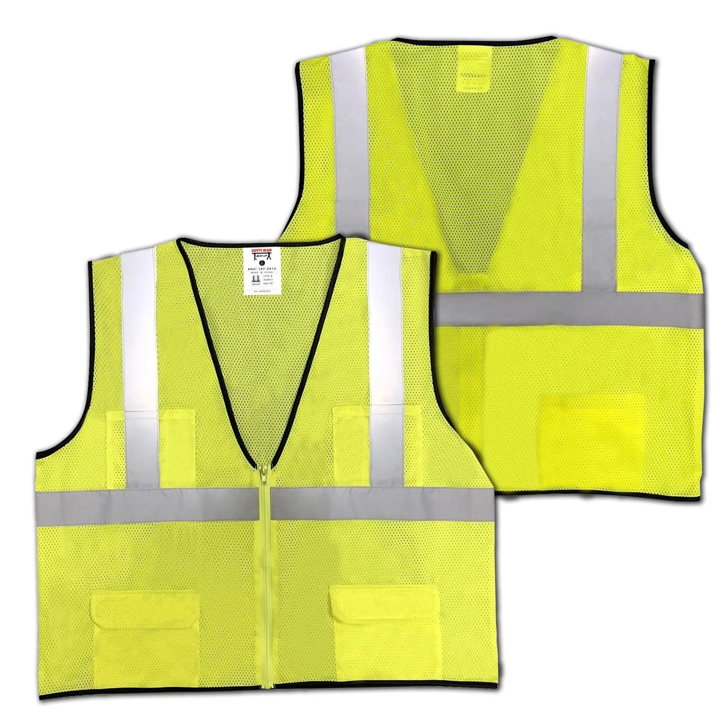 Safety Main 05EAMYZ Economy Vest, Class 2, All Mesh, Hi - Vis Yellow, Pack of 5 - Fire Protection Parts