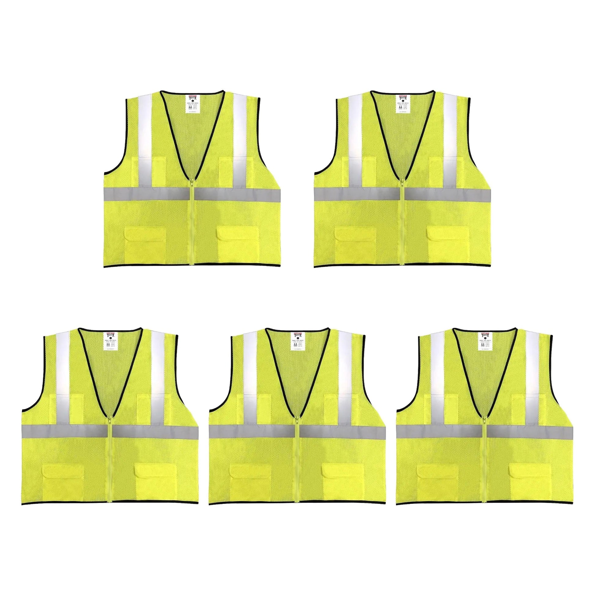 Safety Main 05EAMYZ Economy Vest, Class 2, All Mesh, Hi - Vis Yellow, Pack of 5 - Fire Protection Parts