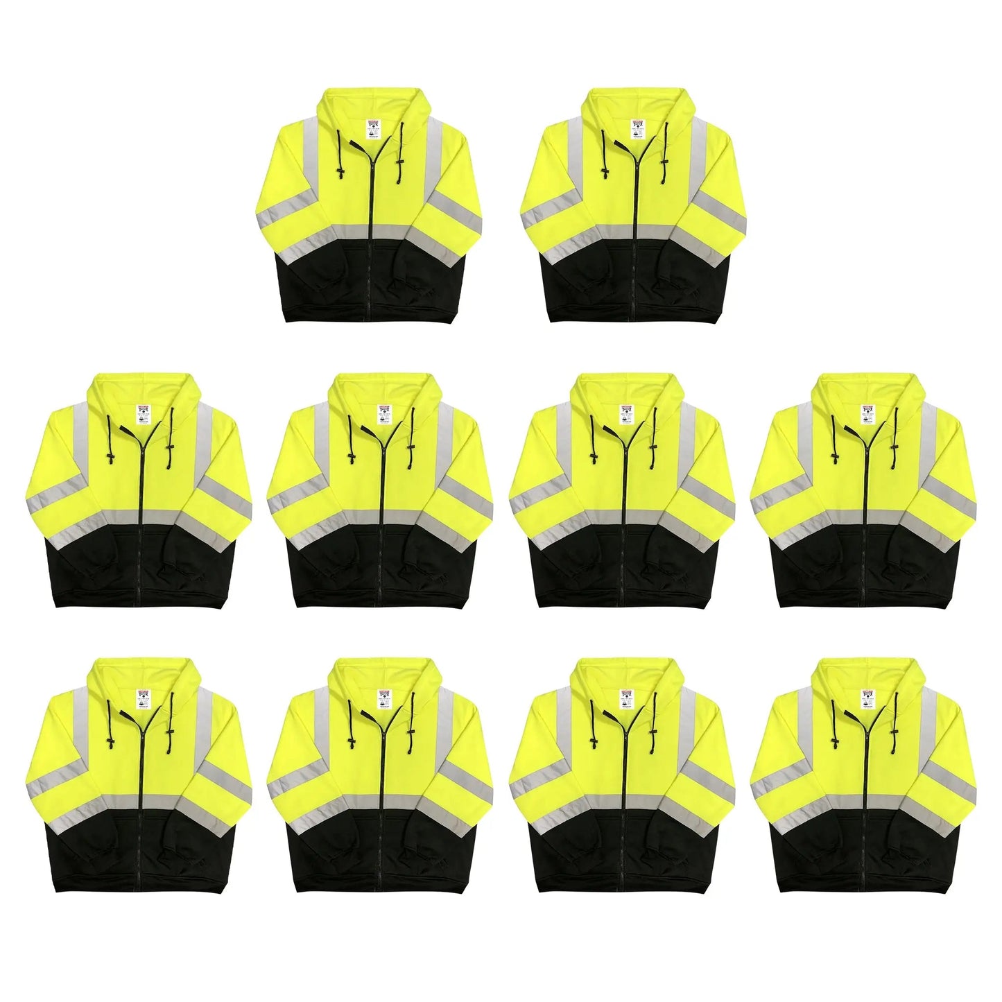 Safety Main 05LWJYB Lightweight Jacket, Class 3, Hi - Vis Yellow with Black Bottom, Pack of 10 - Fire Protection Parts