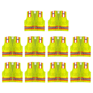 Safety Main 05TTSYZ Surveyor Vest, Class 2, Solid Front, Mesh Back, Hi-Vis Yellow, Pack of 10 by Enviro Safety Products
