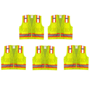 Safety Main 05TTSYZ Surveyor Vest, Class 2, Solid Front, Mesh Back, Hi-Vis Yellow, Pack of 5 by Enviro Safety Products
