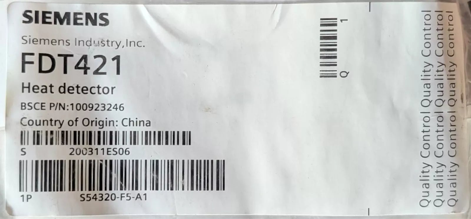 Siemens FDT421 Heat Detector - Fire Protection Parts