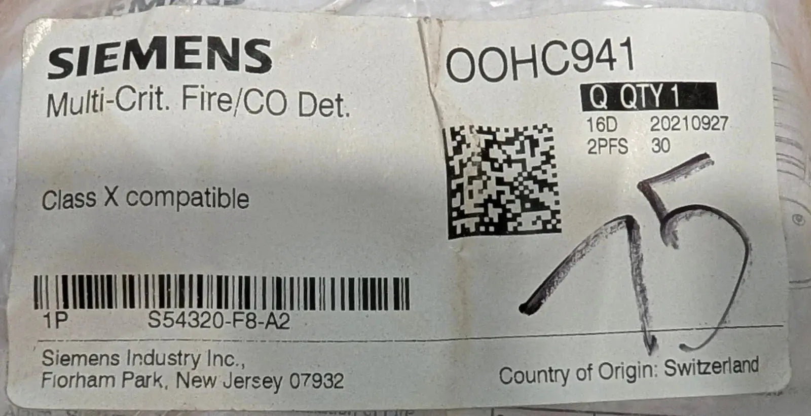 Siemens OOHC941 Dual Optical/Heat/CO Detector by Fredland Supply Company