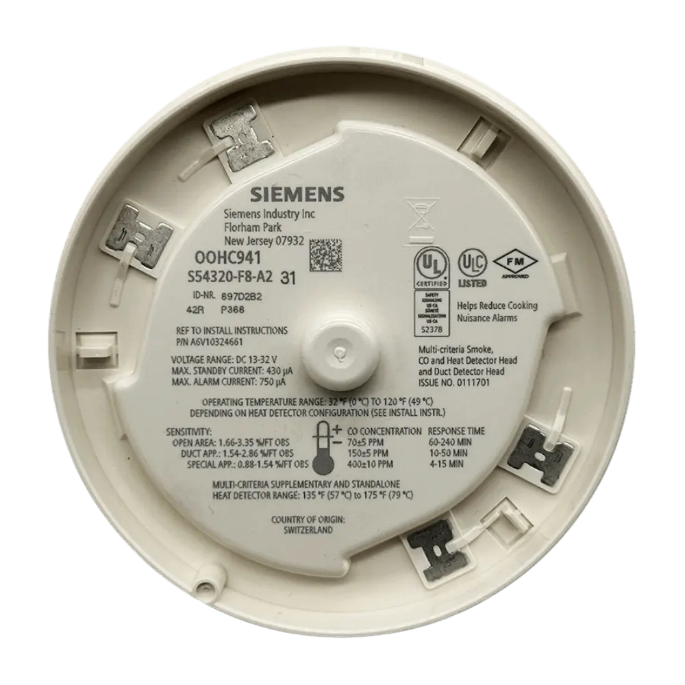 Siemens OOHC941 Dual Optical/Heat/CO Detector by Fredland Supply Company