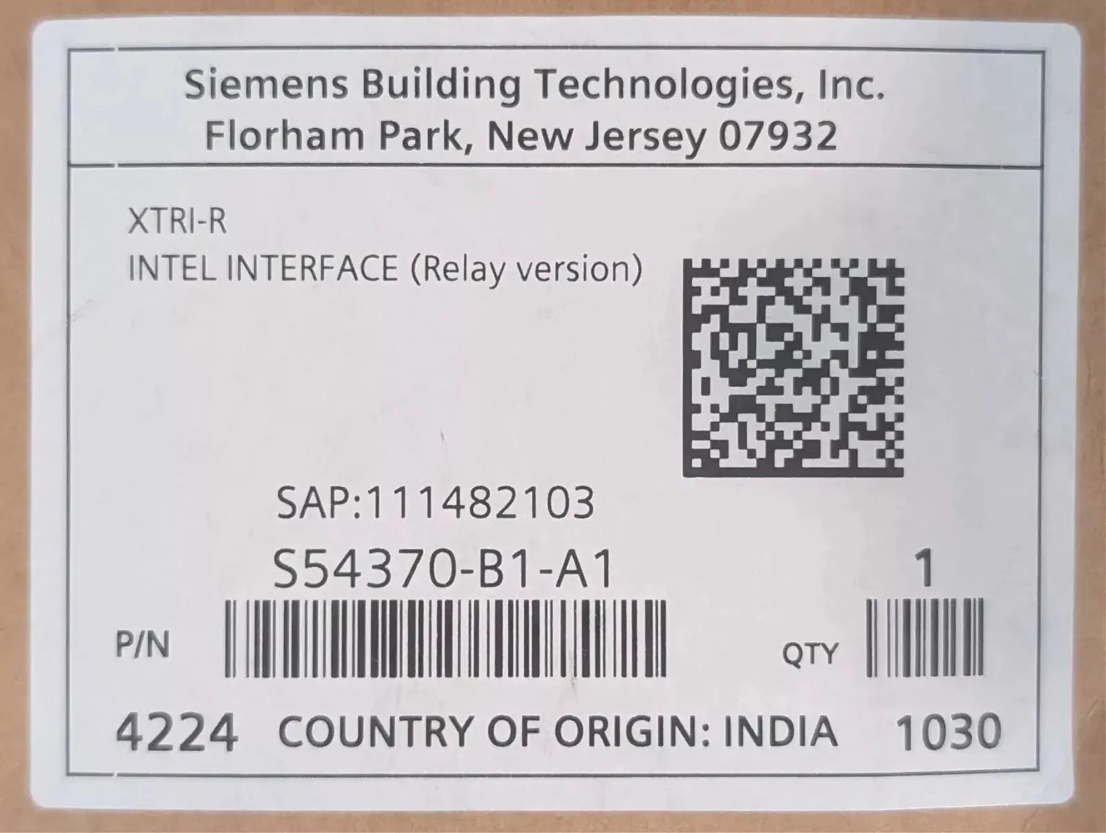 Siemens XTRI-R Intel Interface Module by Fredland Supply Company