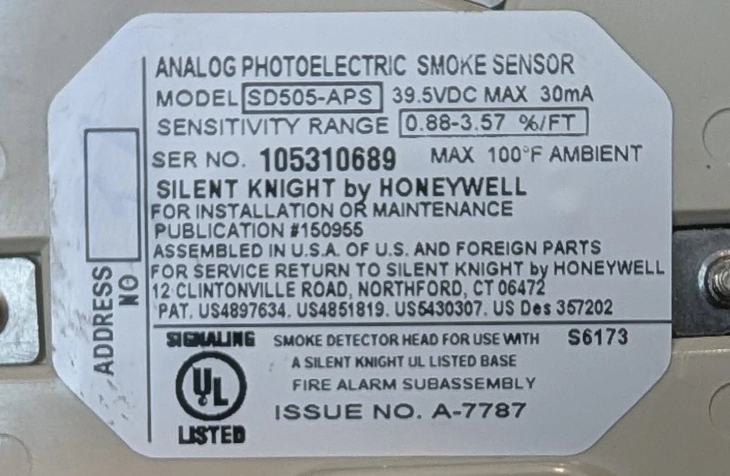 Silent Knight SD505 - APS Smoke Detector (Refurbished - 90 Day Warranty) - Fire Protection Parts