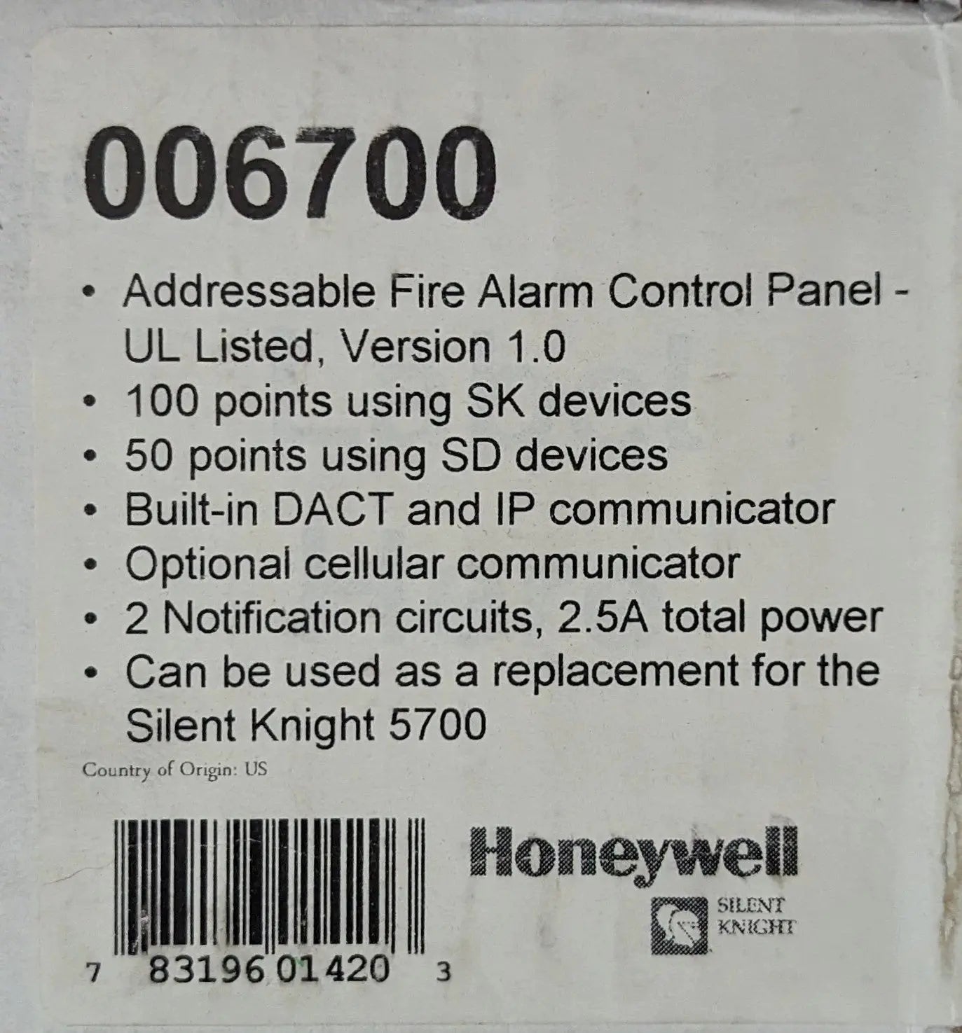 Silent Knight SK-6700 Fire Alarm Control Panel by Fredland Supply Company