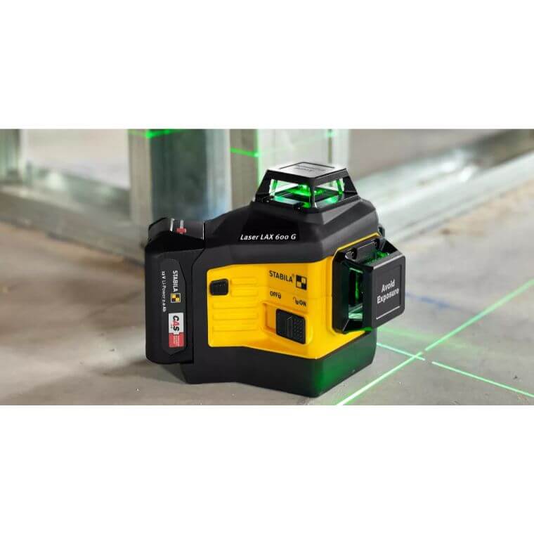 Stabila 03420 Multi - line laser LAX 600 G, 12 V system, 7 - piece set, with battery and charger - Fire Protection Parts
