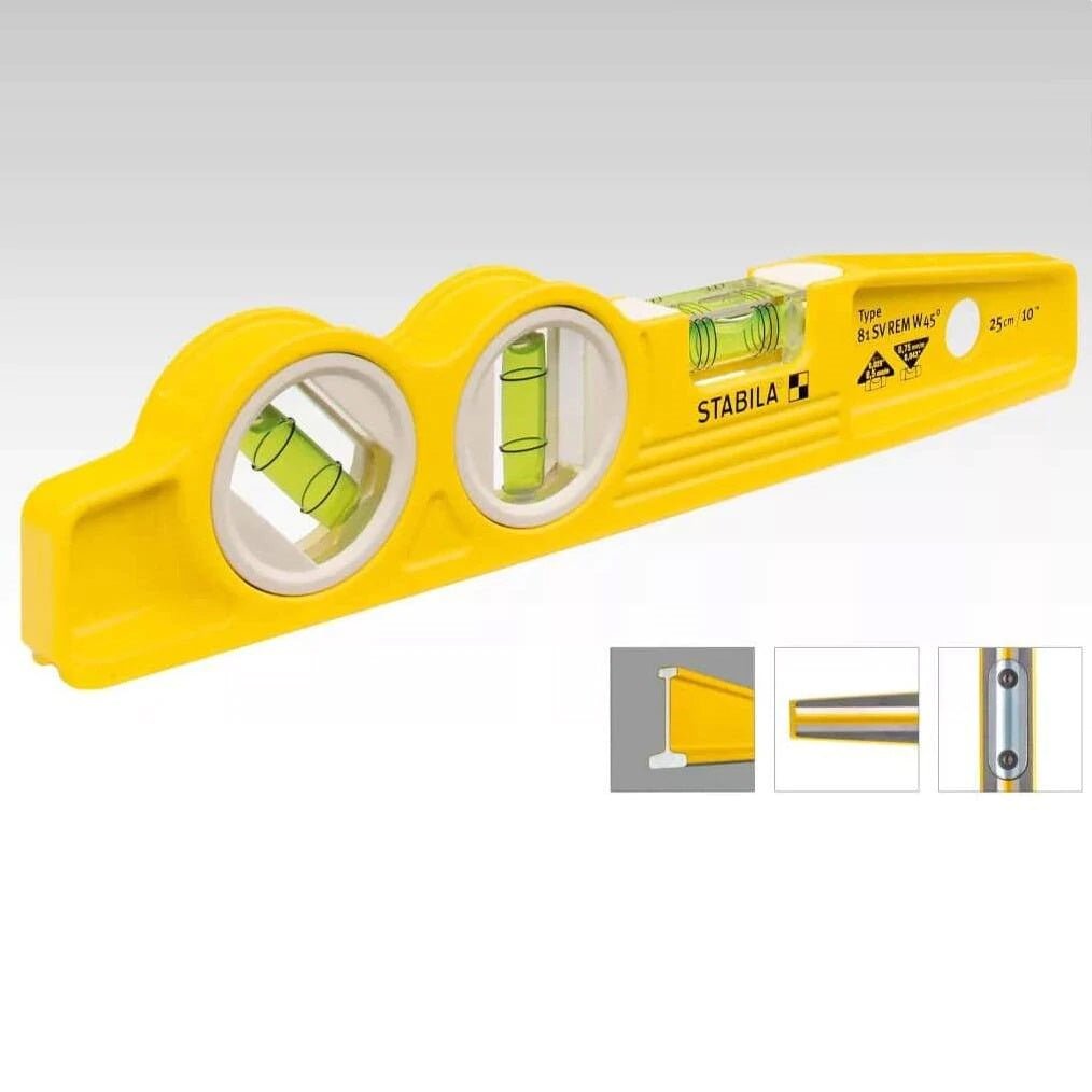 Stabila 25245 Type 81SMW45 Die Cast Three Vial Torpedo Spirit Level - Fire Protection Parts