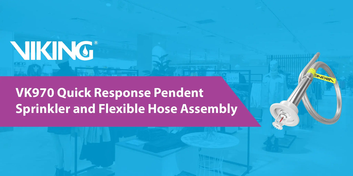 VK970 K5.6 Quick Response Recessed Pendent Fire Sprinkler with Flexible Hose Assembly Sprinklers Viking Fire Protection Parts VK970 K5.6 Quick Response Recessed Fire Sprinkler System